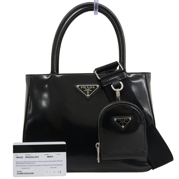Prada SPAZZOLATO Triangle Bag in Black Leather (1BA320) - Picture 1 of 8